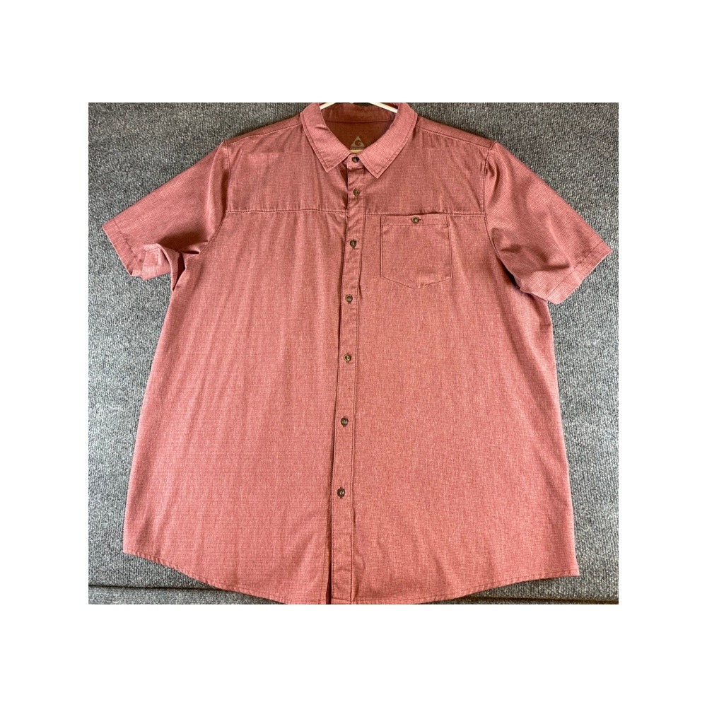 Gerry Mens Short Sleeve Button Up Shirt Red Heathered Size XXL